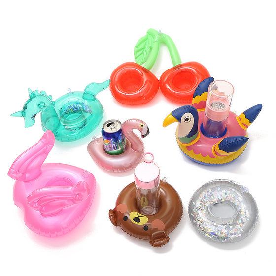 Spot PVC inflatable Cup holder water floating beverage cup holder thickened donut inflatable beach coaster