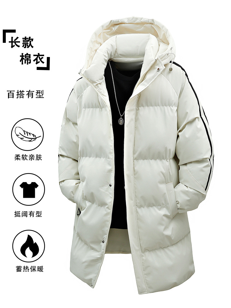 Cardigan largo algodón con capuzas marca de moda masculina algodón grueso suelto ropa de invierno de hombre algodón abrigo