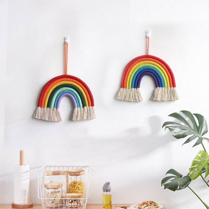 New Cute Little Rainbow Home Decoration Colorful Tapestry Woven Handmade Hanging Simple Room Bedside Pendant