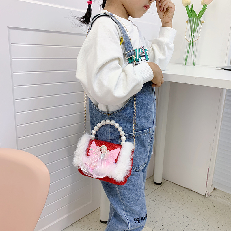 Bolso DE LOS NIÑOS estilo Chanel cadena bolsa de mensajero lindo bebé niña moda chica bolso de hombro moda perla