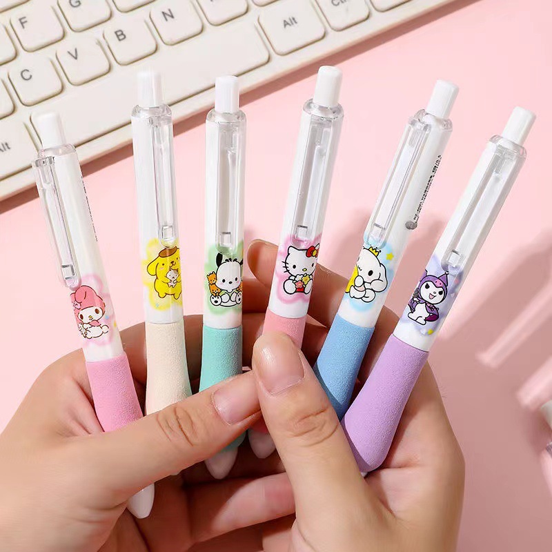 Sanrio bolígrafo de presión de funda de esponja de alto valor estudiante 0.5 bolígrafo de góner lindo de secado rápido ST bolígrafo de agua negra al por mayor