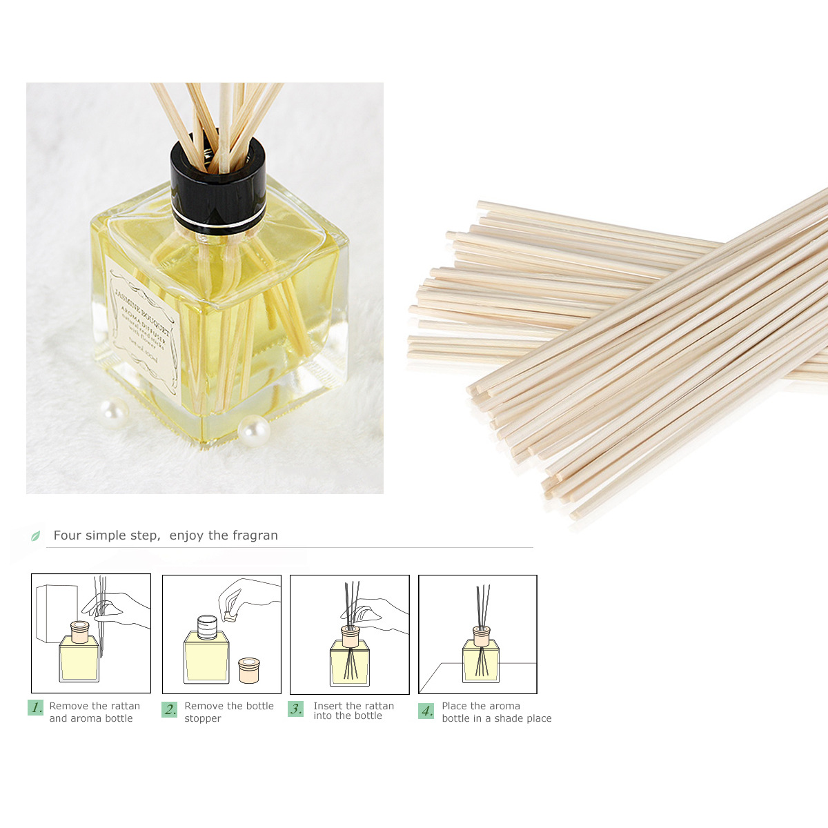 50Pcs Aroma Diffuser Replacement Rattan Reed Sticks Air