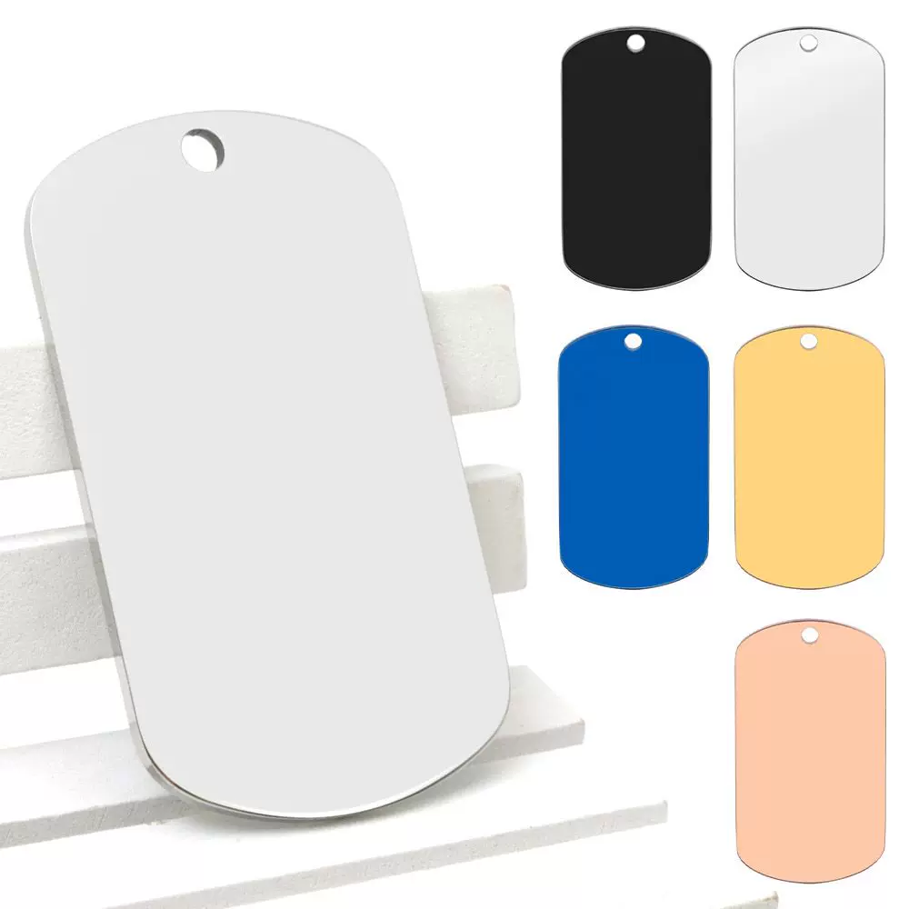 欧美跨境钛钢军牌项链金属刻字空白材料吊牌不锈钢狗牌吊坠批发