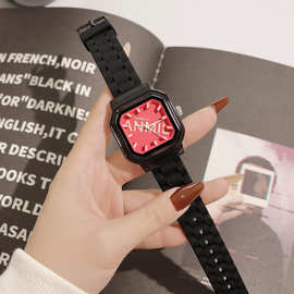 番米拉硅胶高中生女表微醺黑莓网红手表女学生防水高颜值石英腕表