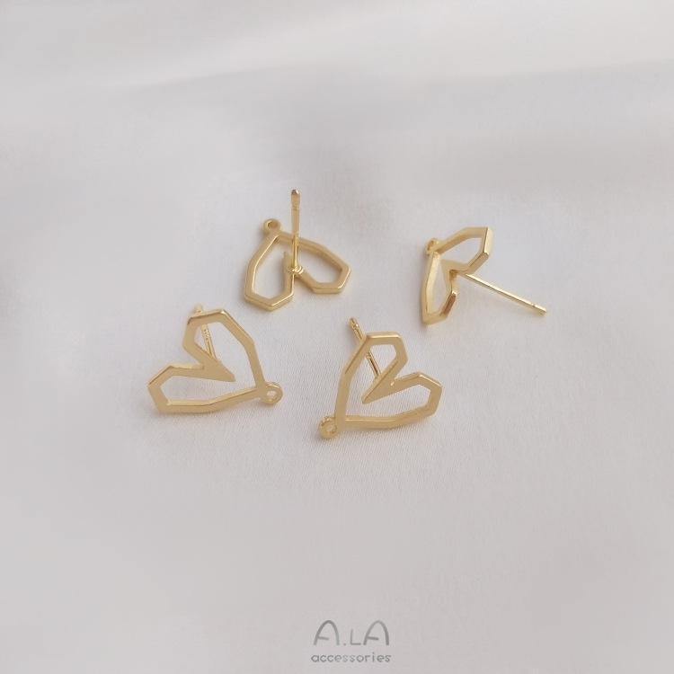 1 Paire 13*12.5mm Le Cuivre Plaqué Or 14K Forme De Cœur Résultats De Boucles D'Oreilles display picture 5