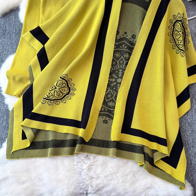 Damenbekleidung Damenmode Anzugdesign farblich passender langärmeliger Strickjackenpullover vielseitiger dreiteiliger Anzug mit hoher Taille und weiten Beinen_voghion.com