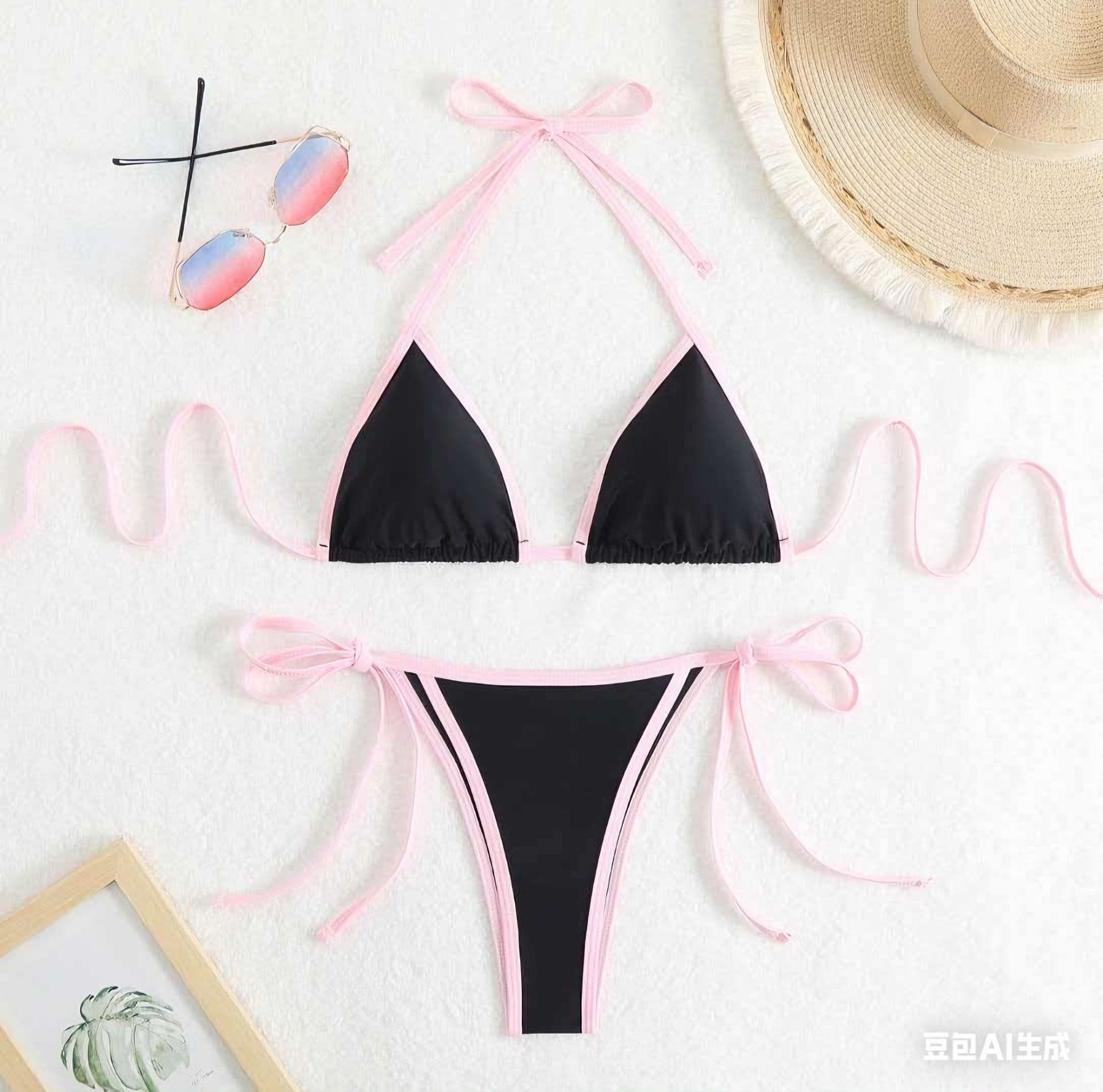 Amazon European and American Style Halter Neck Sexy 2026 New Bikini Women's Hot Spring Bikini Swimwear Two-Piece