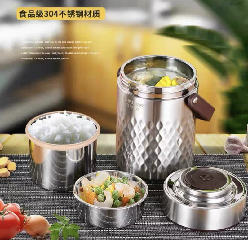 Thermos stainless steel, lunch box, extra-long vacuum capacious банка для хранения for elementary school students