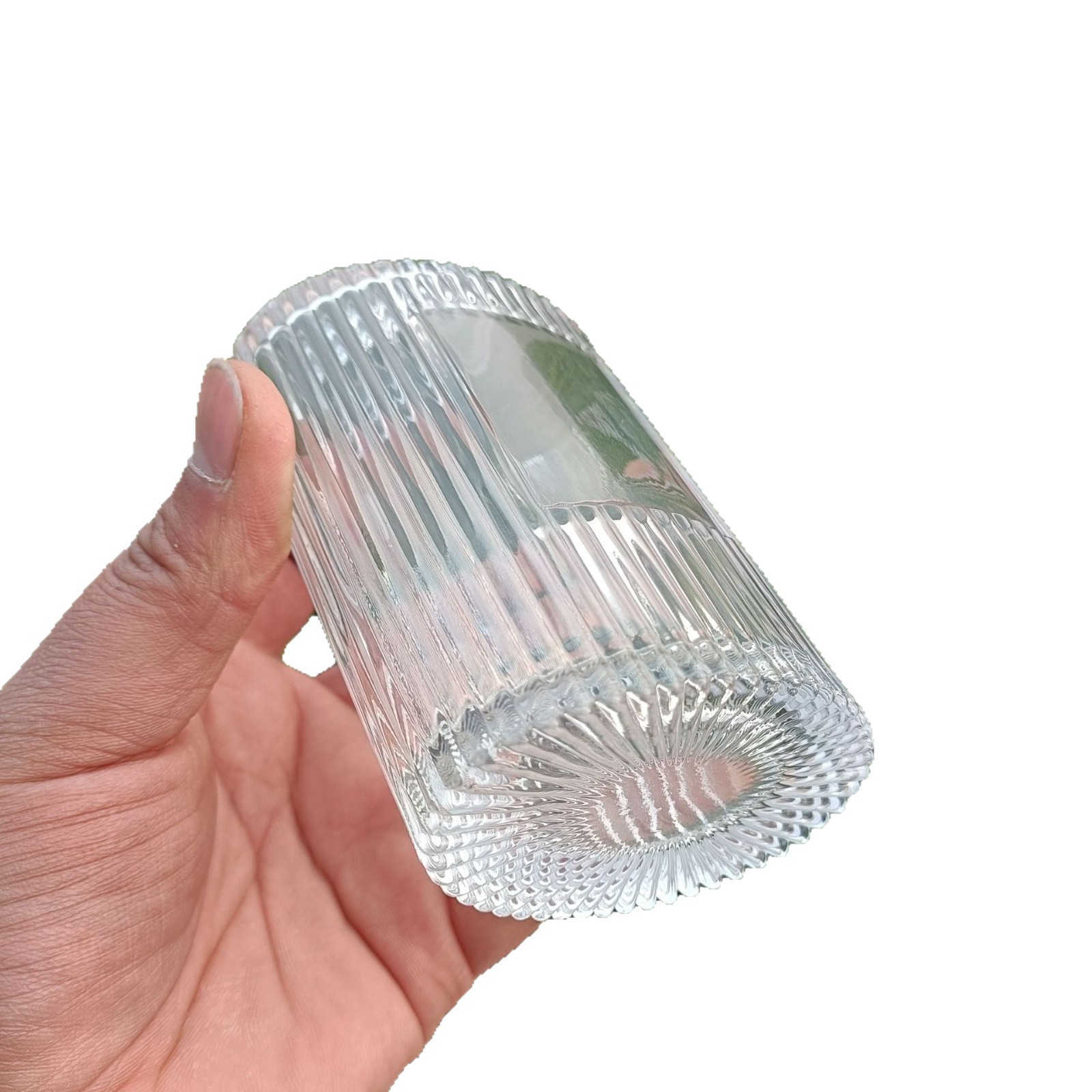 Nueva botella de fragancia de 200ml botella de fragancia elíptica de rayas verticales hueca etiqueta de tornillo sin fuego botella de fragancia volátil