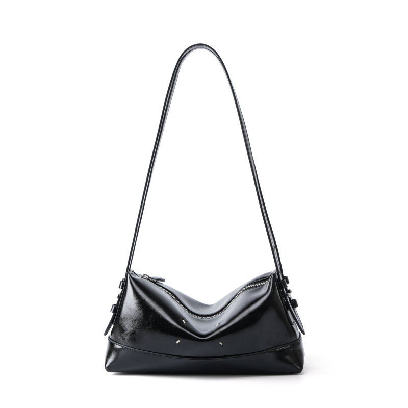 Boston Pillow Bag Genuine Leather Underarm Crossbody Bag For Women Summer Leather Shoulder Bag With Zipper For Work And Commuting - Thumbnail 8
