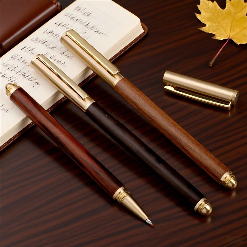 Customized Brass Black Neutral Wood Pen Metal Signature Pen Sandalwood Pen Wooden Rosewood Ballpoint Pen Engraving