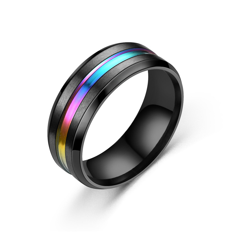 Neue Einfache Titan Stahl Abgeschrägte Kante Geschlitzte Farbe Ring Großhandel Nihao Schmuck display picture 4