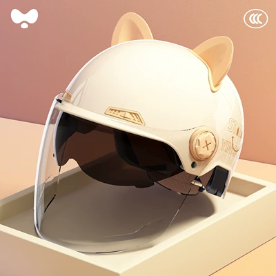 Helmet for Electric Scooters, Women's: Motosiklet kaskı (dəbilqə) - 3c-double-mirror-white-hd-long-mirror-class-a-new-national-standard-one-size-fits-all