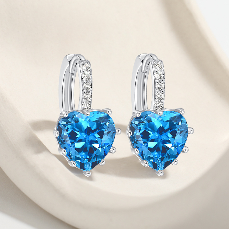 Earrings Classification 1 Pair Shiny IG Style Heart Shape Inlay Copper Zircon Earrings