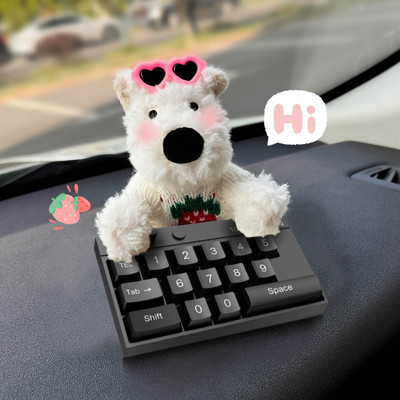 Tarjeta de estacionamiento temporal del automóvil lindo West Highland Puppy Keyboard Teléfono del automóvil Número de matrícula Decoración del automóvil Mover el automóvil