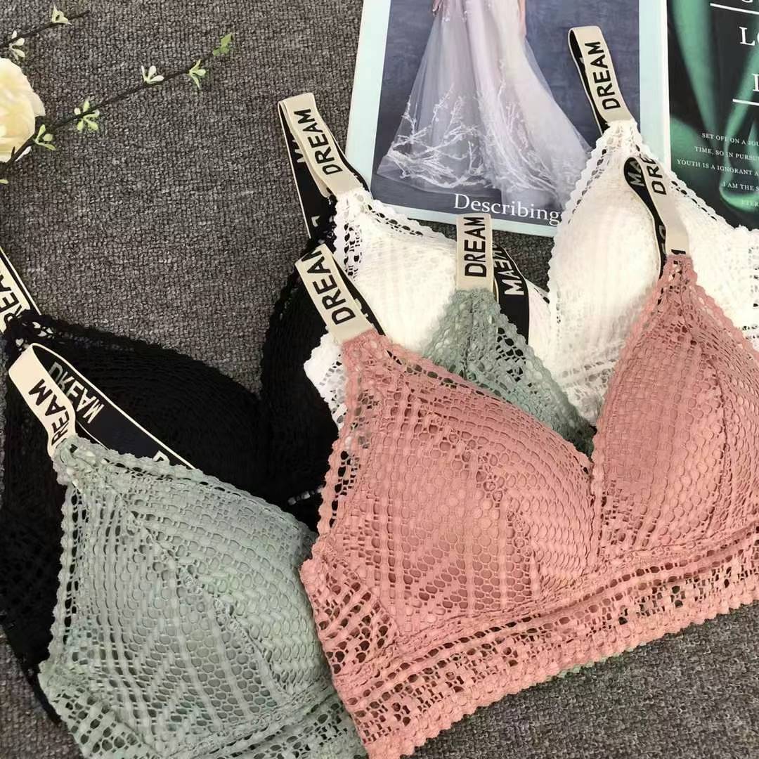 Bra de encaje del sudeste asiático, ropa interior de mujer, bra de copa triangular francesa, verano sin anillo de acero, copa delgada, algodón sexy y cómodo para la piel