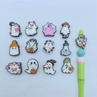 Amazon's Best-Selling Halloween Series Ghost Cartoon Focus Beads Handmade DIY Silicone Loose Beads Factory Batch