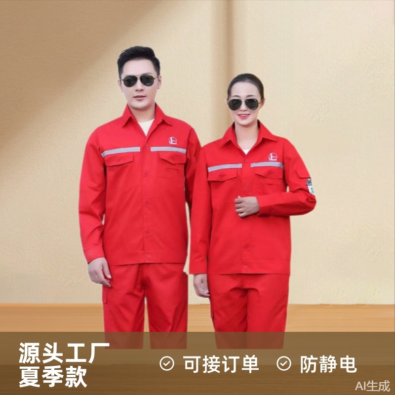 Customized Sinopec Thin Summer Mesh Anti-Static Workwear Reflective Strip Set Oilfield Breathable Wholesale