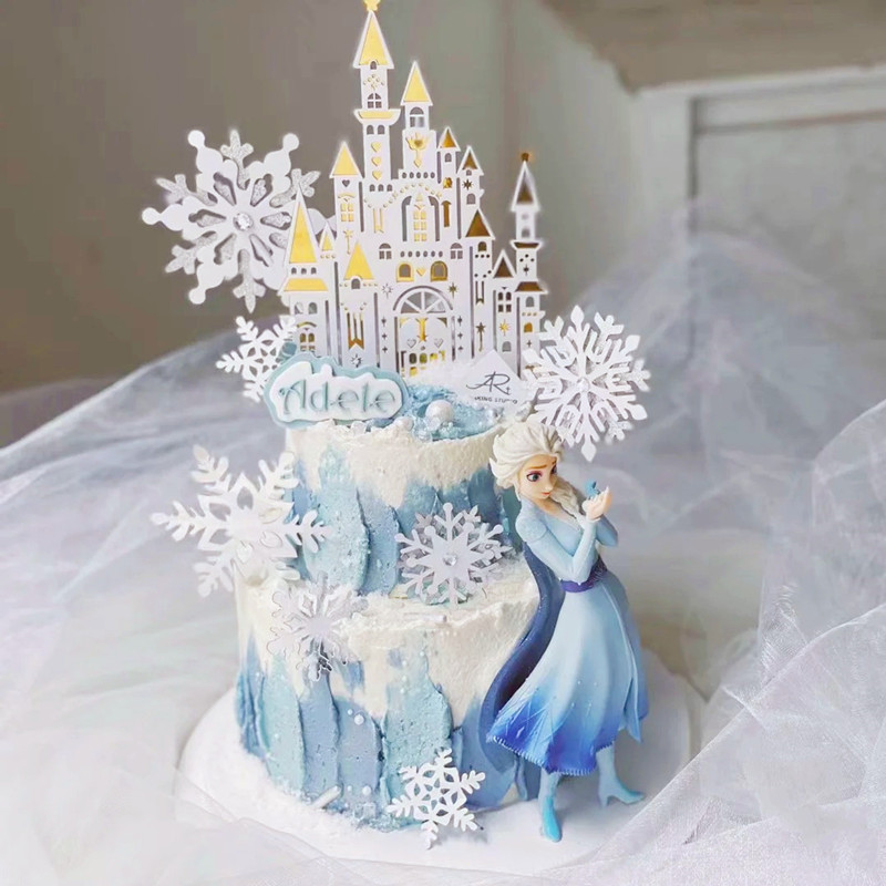 Baking Cake Decoration Magic Ice Queen Elsa Princess Girl Snowflake Castle Topper Insert Ornament Baking Cake Decoration Magic Ice Queen Elsa Princess Girl Snowflake Castle Topper Insert Ornament