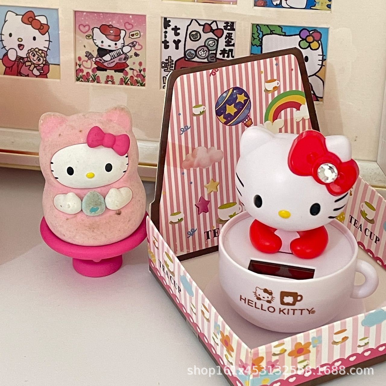 New creative and cute solar-powered car interior decoration, car dashboard shaking head ornament, anime style