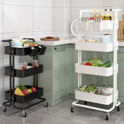 Floor-standing multi-layer small trolley shelf, kitchen movable baby bathroom storage shelf, household snack storage rack
