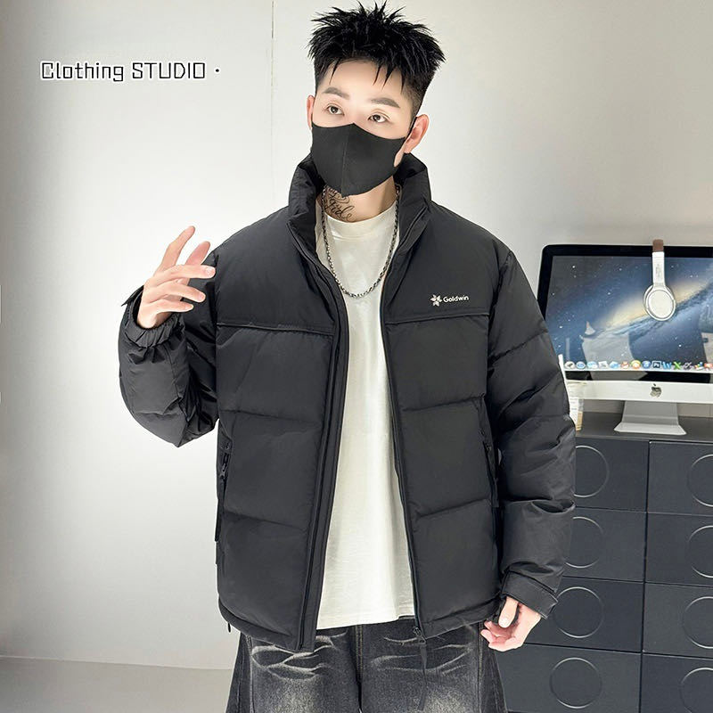 潮牌立领50绒羽绒服男士冬季2025新款时尚休闲男装高端轻薄短款