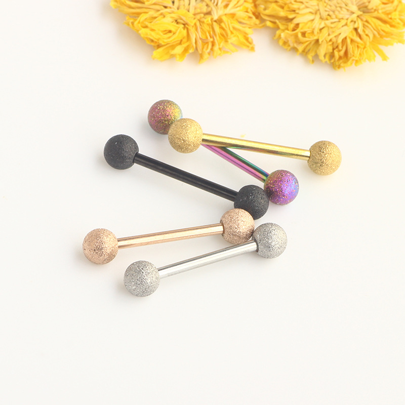 Peach Heart Rose Gold Stainless Steel Tongue Barbell for Oral Piercing detail image 8