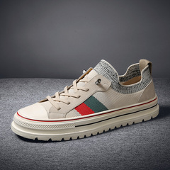 2022春夏新款飛織襪子口透氣運動休閒板鞋低幫牛皮走秀直播品質鞋