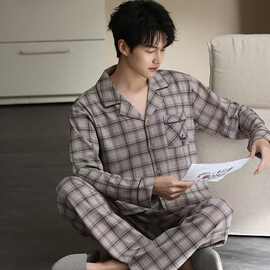 男士纯棉休闲睡衣春秋季长2026新款家居服春夏款可外穿送爸爸
