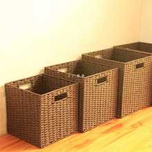 Y8Z方格子柜收纳筐正方形整理箱仿藤草编织储物盒书架格子杂物置