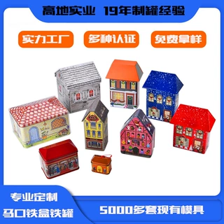 马口铁屋形罐异形屋子罐圣诞糖果房屋罐节日礼品铁盒食品包装铁罐