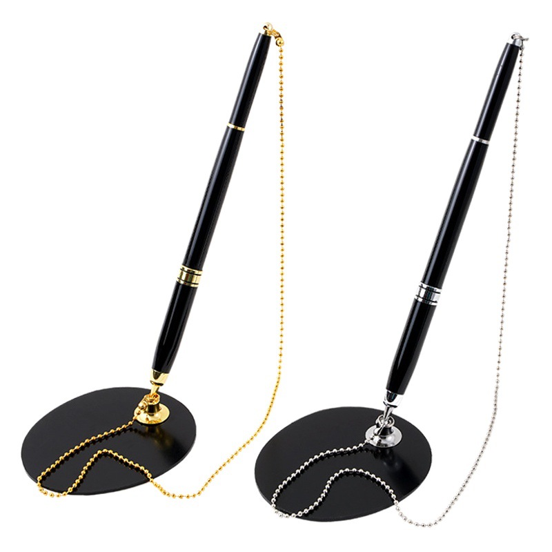 Manufacturers supply Metal Ballpoint Pen office and bank counter hotel front desk pen with chain metal desk pen