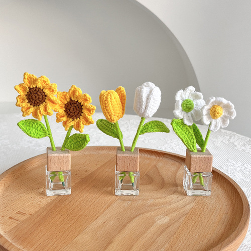 Handmade creative woven sunflower tulip car aromatherapy bedroom ornaments exquisite gifts