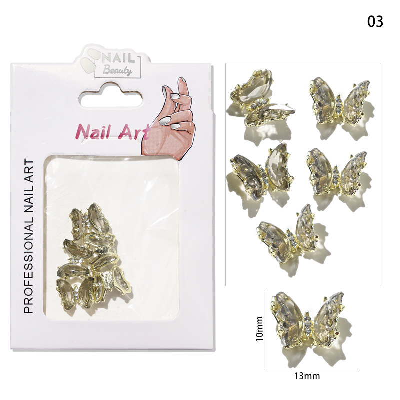 Accesorios de mariposa de uñas aurora uñas joyas de metal accesorios de uñas joyas de diamantes de imitación de uñas joyas pequeñas