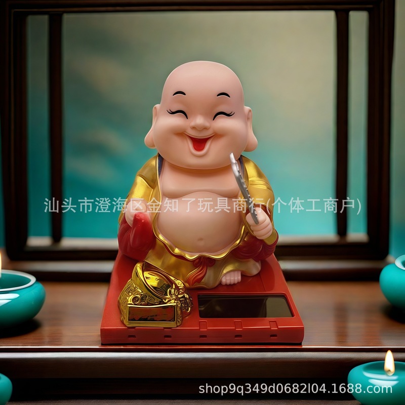 ソーラー禅笑い仏陀装飾品ホームエントランスレジカーポットスケール逆流香装飾品|undefined