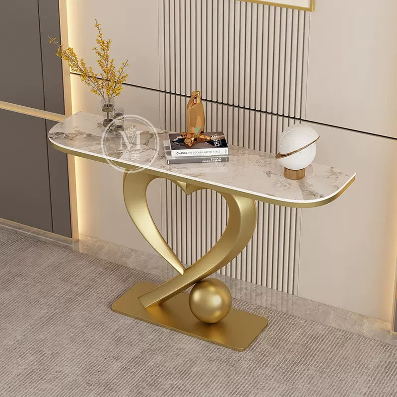 意式轻奢岩板玄关桌现代简约玄关台入户正对门条案玄关柜靠墙客厅