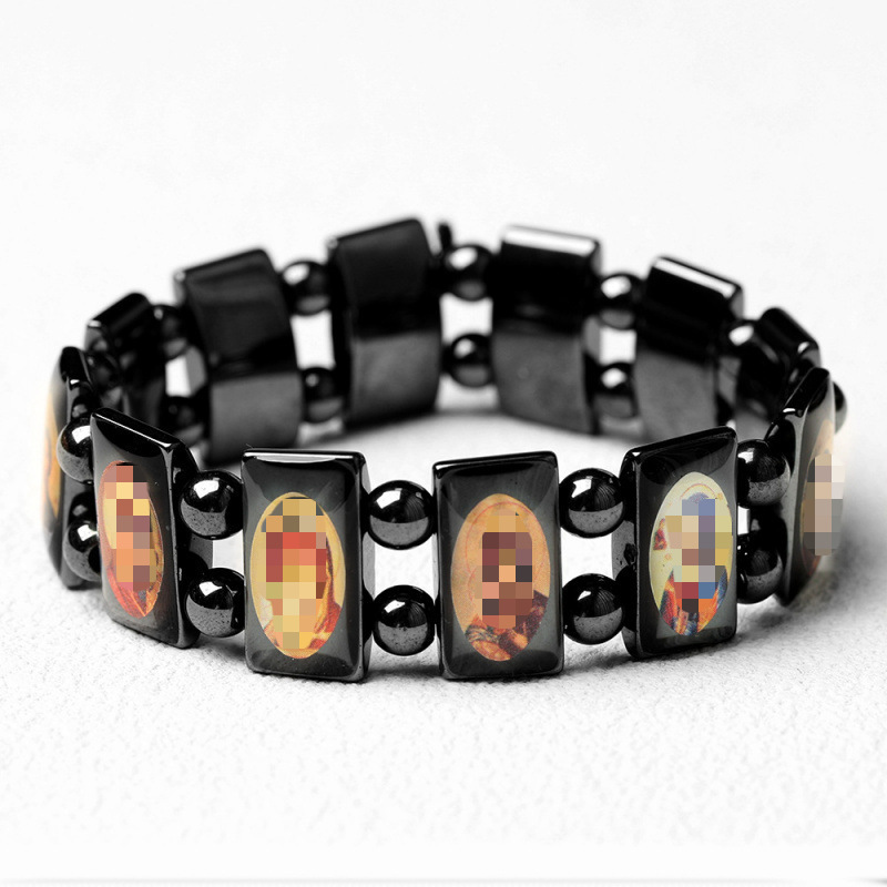 Hematite Oil-Drip Beaded Bracelet European and American Cross-Border Jewelry Wholesale Hematite Oil-Drip Beaded Bracelet European and American Cross-Border Jewelry Wholesale