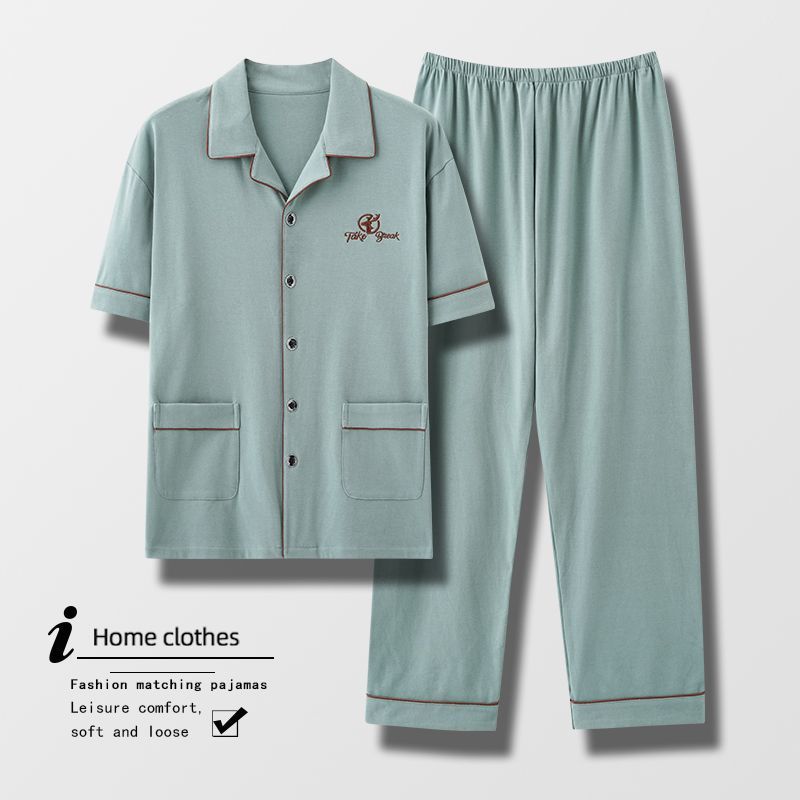 100% pijamas pantalones de algodón de manga corta de verano para hombres ropa para el hogar traje de verano Delgado suelto más tamaño