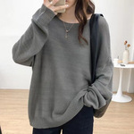 韩国长袖针织衫女装2022秋季新款圆领套头宽松显瘦慵懒上衣打底衫