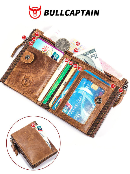 Retro wallet with zipper for leisure