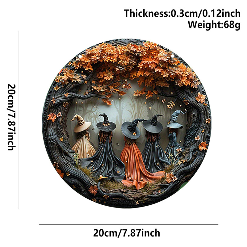 現物ハロウィーン木製フロントポーチ表札木製工芸品看板ハロウィーンパーティー装飾円形看板|undefined