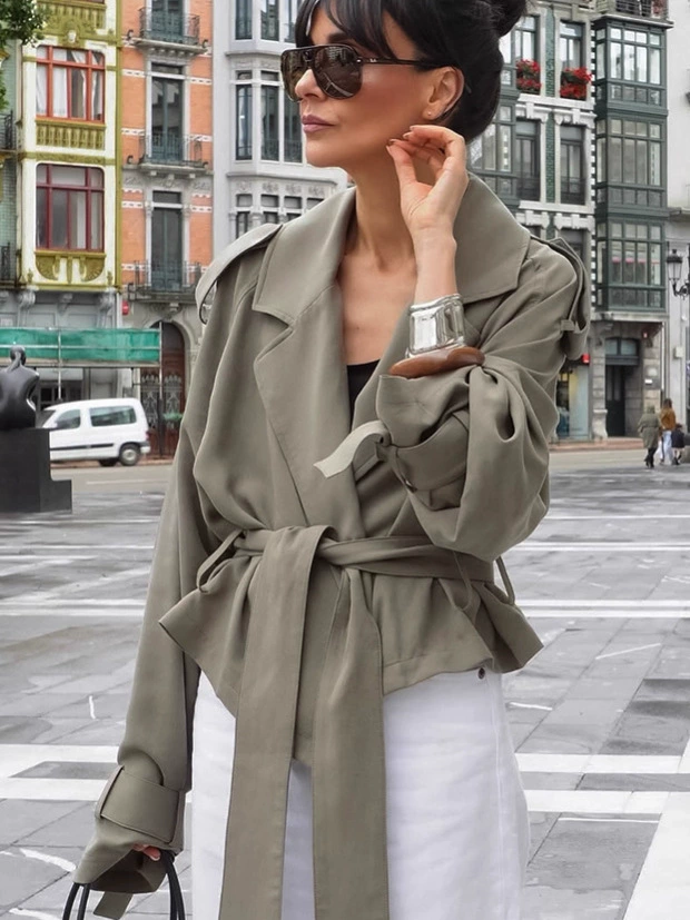 Куртка для отдыха, trench coat, осень, европейский стиль, стиль высокого качества, яркий запоминающийся стиль