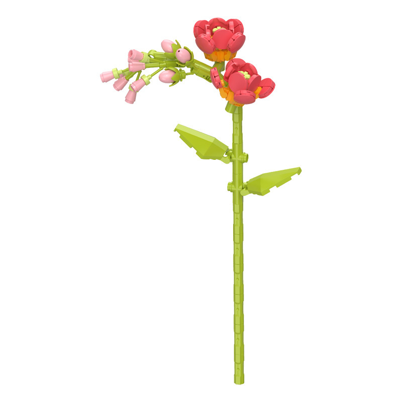 钻马积木花永生花束抱抱桶仿真花小颗粒积木DIY玩具七夕女生礼物|undefined