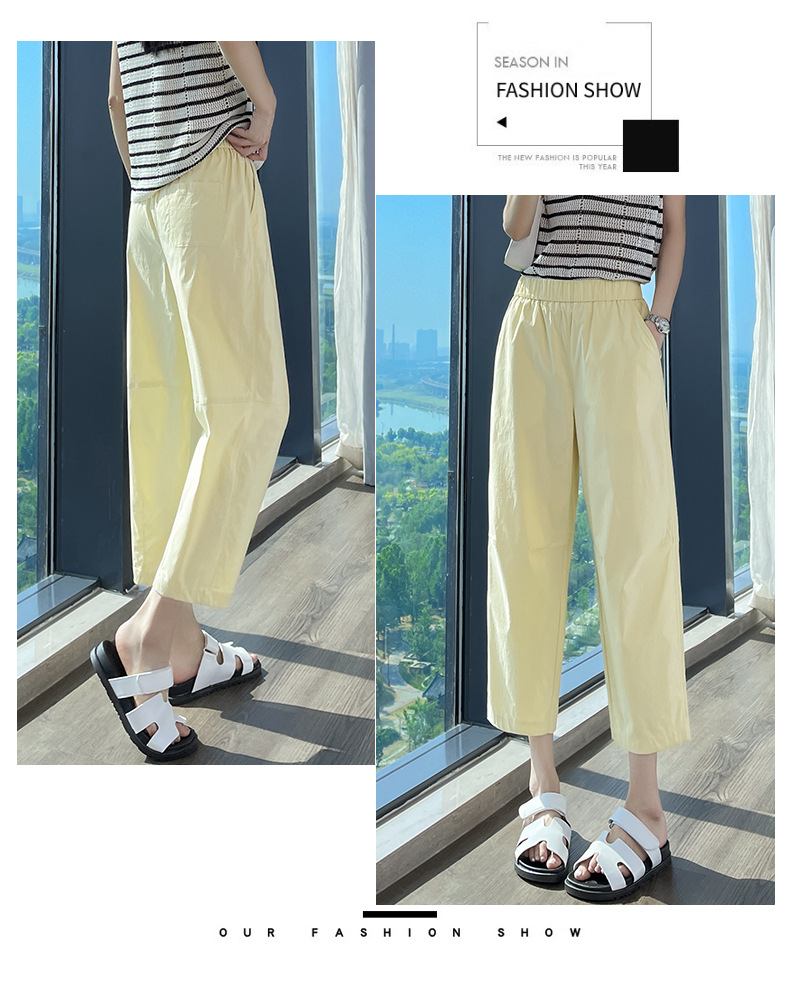 Quần tây nữ ống đứng lưng thun co giãn chống nắng nhanh khô mỏng nhẹ — Màu trắng trà chi tiết 26