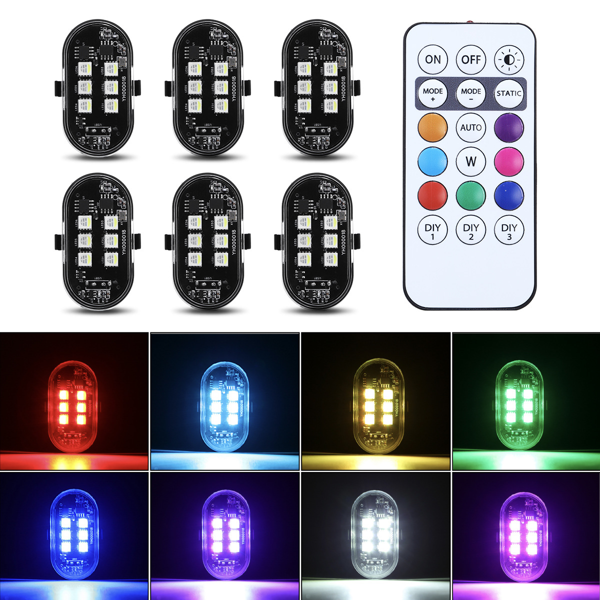 Cross-Border Colorful Flashing Aircraft Lights Modified Motorcycle Flash Lights Car Atmosphere Lights Electric Vehicle Warning Decorative Lights