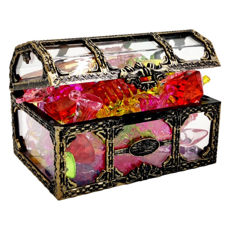 Juguete de Gema para niños Diamond Girl Toy 4-6 años de edad Princesa Juguete de acrílico de plástico gema Crystal Treasure Chest