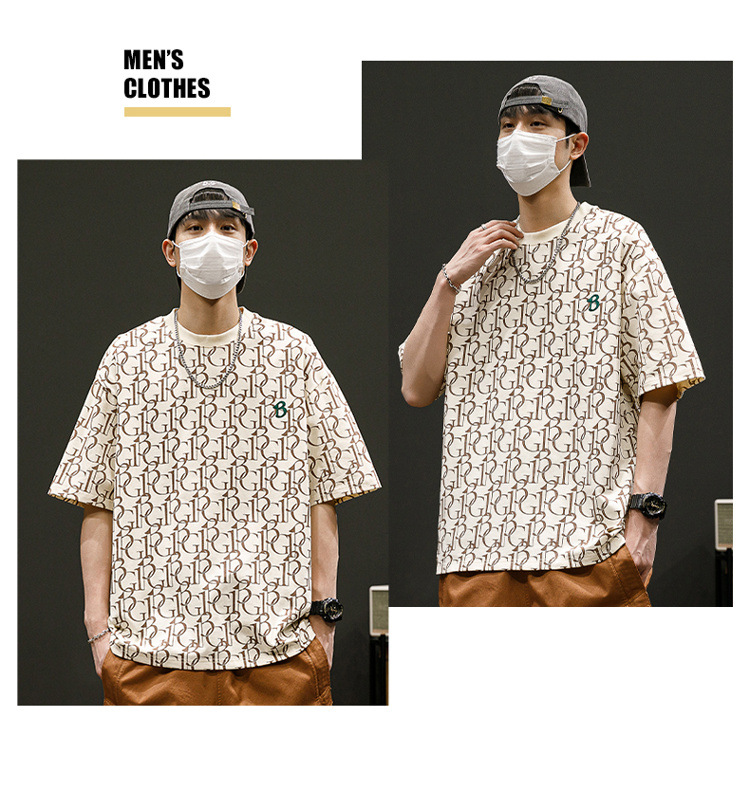 短袖t恤男士夏季新款圆领大码青年美式复古冰丝棉半袖T恤上衣男款详情35