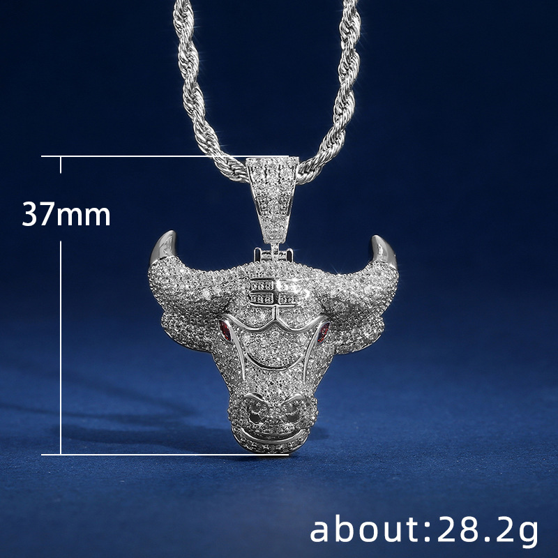 new creative zodiac bull head pendant necklace copper micro-inlaid zircon necklace