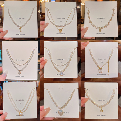 South Korea's new exquisite zircon pearl necklace for women, versatile, light luxury, niche love clavicle chain, internet celebrity's same style necklace