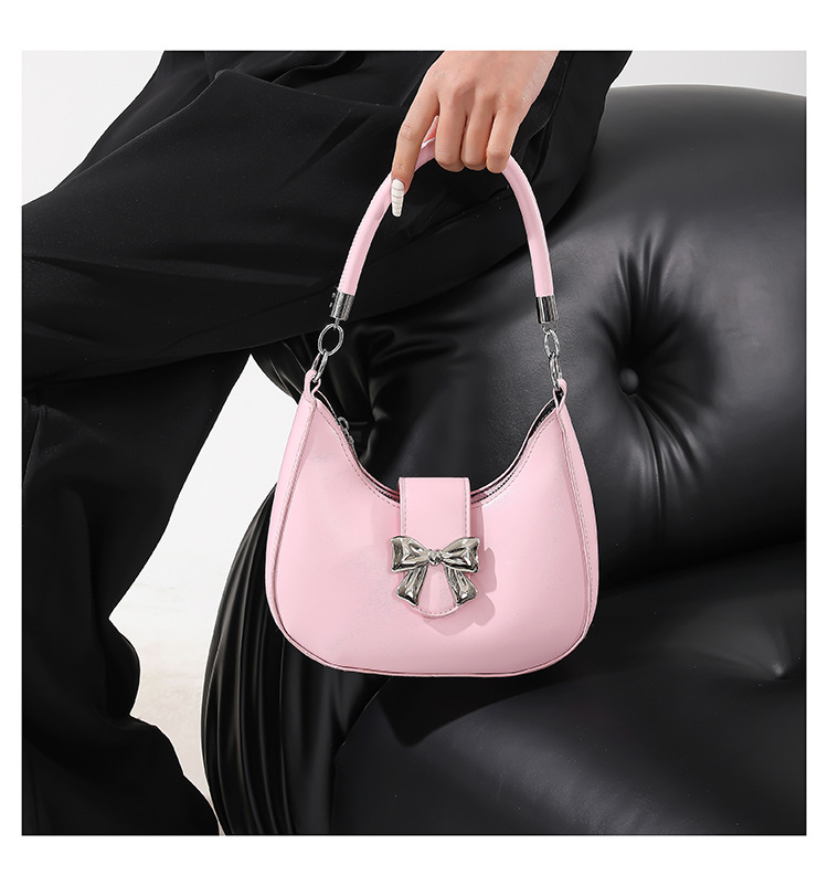 Borsa a spalla da donna versatile con fiocco e catena alla moda_voghion.com